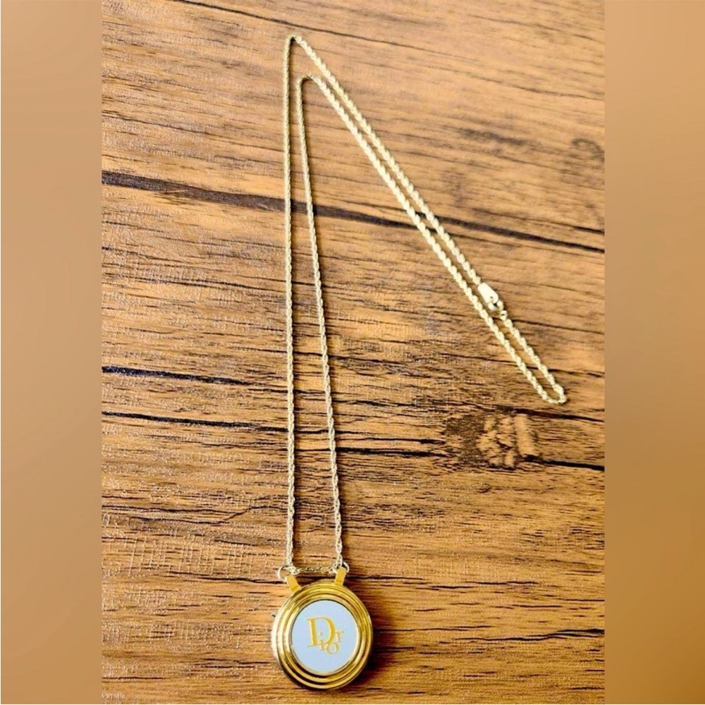 Authentic Christian Dior Gold Tone Necklace with Logo Pendant Watch EUC - Picture 6 of 7